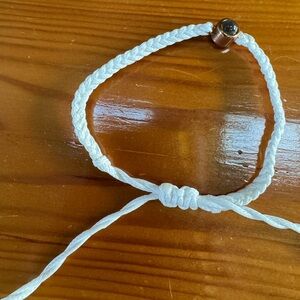 White Braided Bracelet with Gold Accent